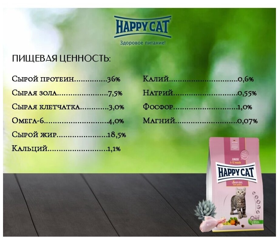 Корм сухой Happy Cat Хэппи Кэт Junior для котят всех пород (от 4х до 12 месяцев) с фермерской птицей 10кг - фотография № 4