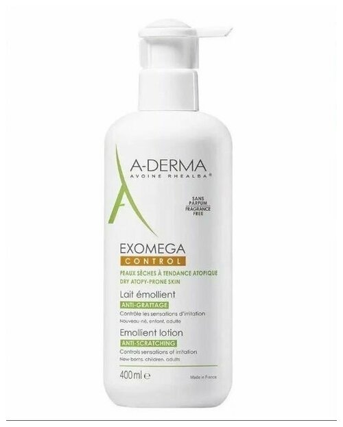 A-Derma/А-дерма, Exomega Control Смягчающий бальзам для лица и тела / Средство для сухой кожи склонной к атопии для детей и взрослых, 400 мл