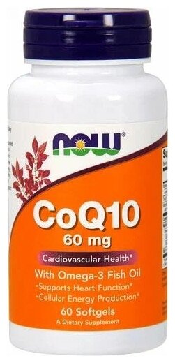 Капсулы NOW CoQ10, 60 мг, 60 шт.