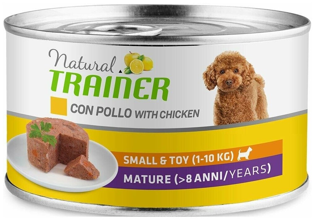 Trainer Natural 150гр Консервированный корм для пожилых собак мелких пород с курицей и рисом
