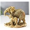 Сувенир полистоун Слон со слонёнком золото 9,5х7,5х11,5 см - изображение