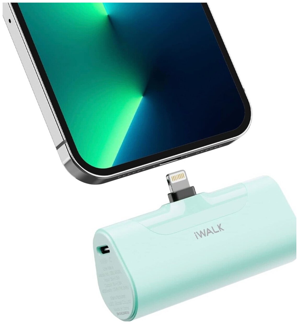 Портативный внешний аккумулятор Power Bank для iPhone iWALK 4500 mAh mini, повербанк для Айфона, пауэрбанк, павербанк, power bank, салатовый