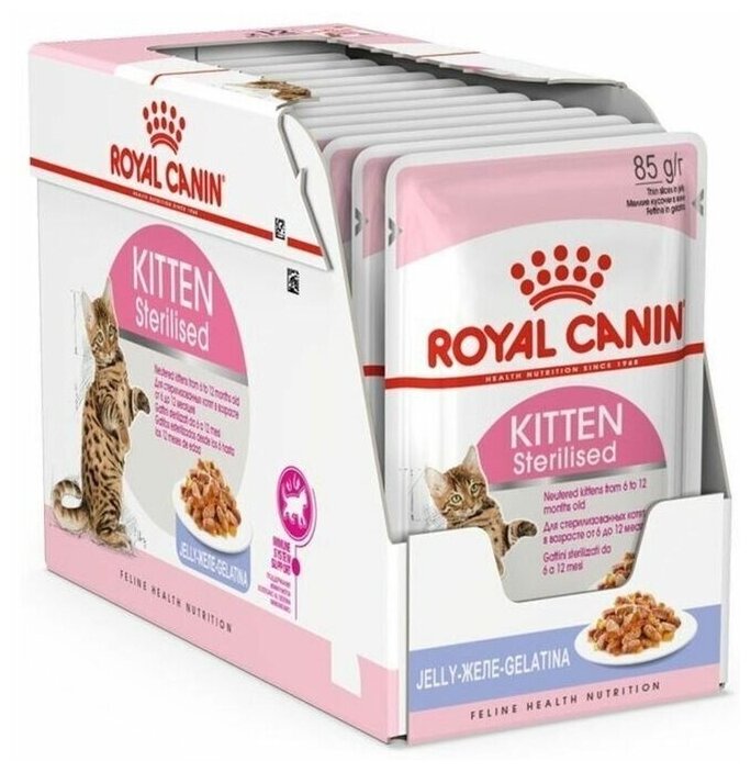 Влажный корм для стерилизованных котят Royal Canin профилактика избыточного веса, мясное ассорти 12 шт. х 85 г (кусочки в желе) - фотография № 11