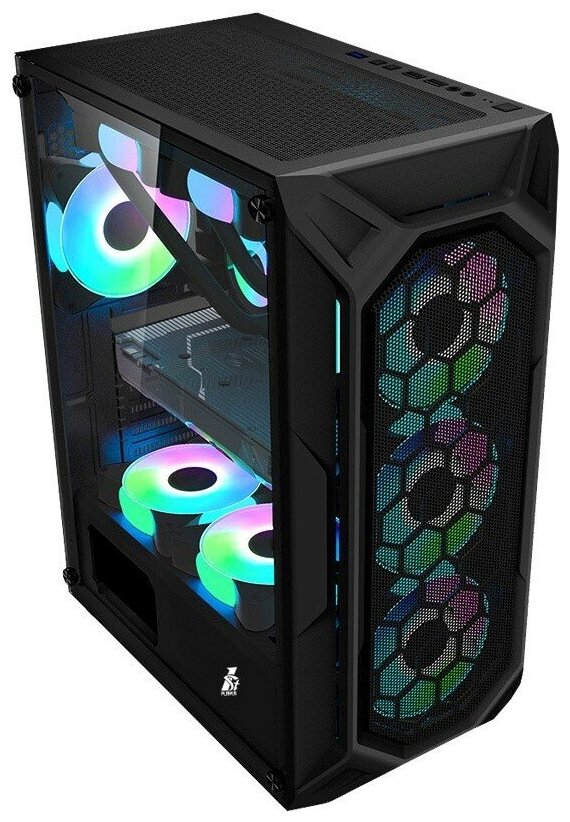 Корпус 1STPLAYER FIREBASE X6 ATX, mATX, Midi-Tower, без БП, с окном, подсветка, Audio, USB 3.0, 2xUSB 2.0 (X6-3G6P-1G6)