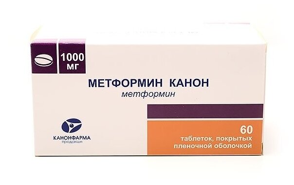 Изображение Метформин Канон таб. п/о плен., 1000 мг, 60 шт.