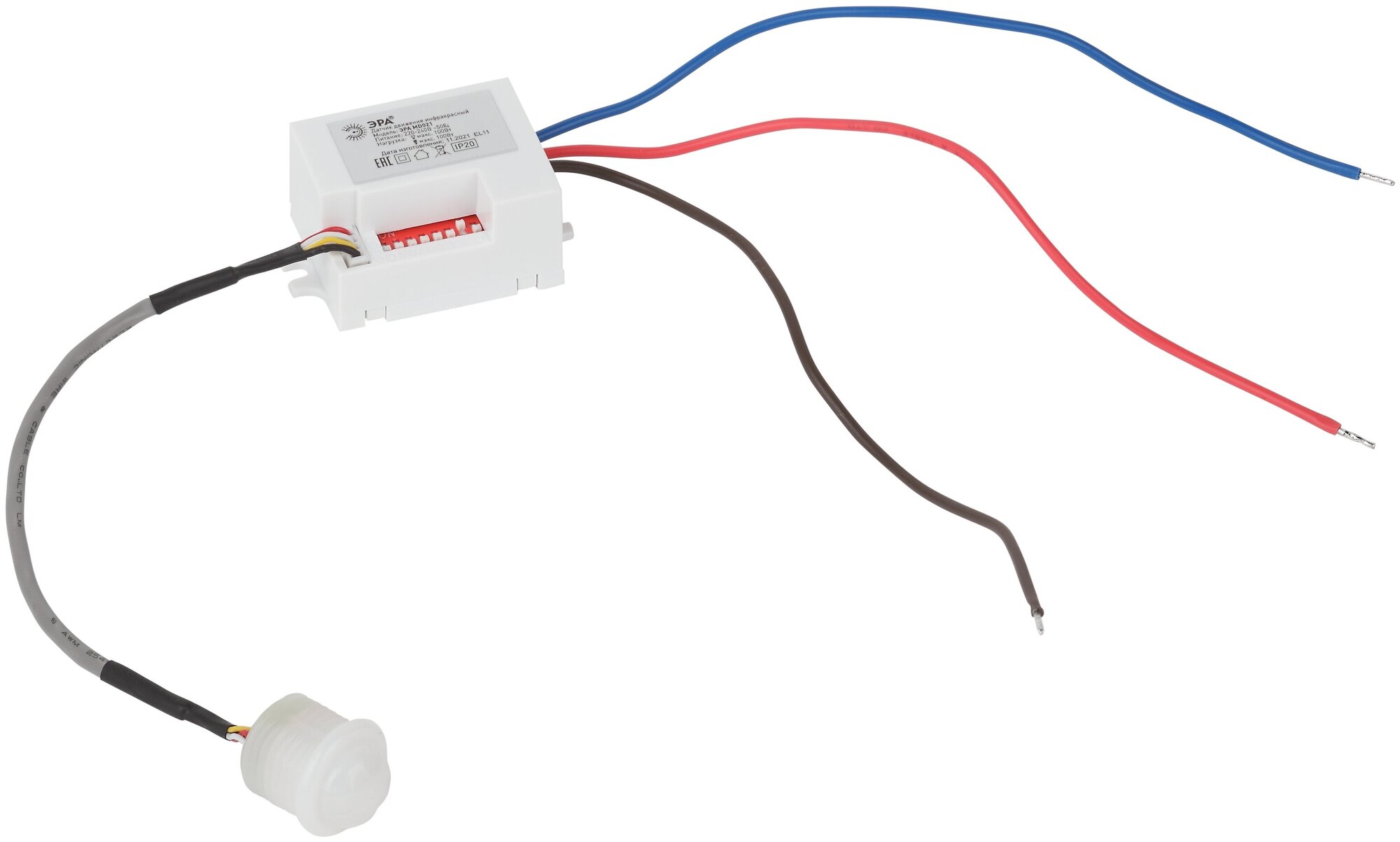 Б0043798 Датчик движения MD 021 скрытый 100Вт 5сек8мин 6м 102000лк 120(сбоку)+360(сверху)гр IP20 ЭРА