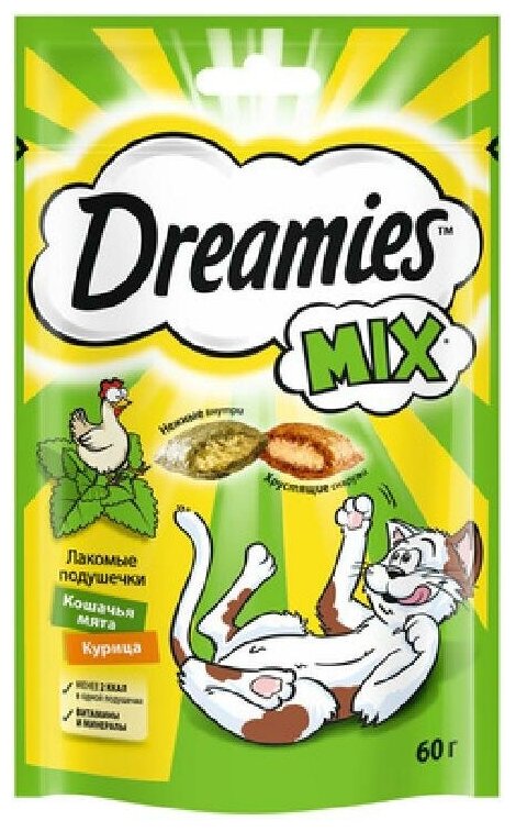 Dreamies Лакомые подушечки для кошек с курицей и мятой 10193273 0,06 кг 33847 (2 шт)