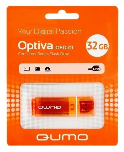 Флешка Qumo Optiva 01 32 Гб usb 2.0 Flash Drive - оранжевая