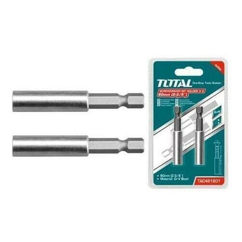 Адаптер магнитный TOTAL держатель для бит TAC461601 набор 2шт 445₽