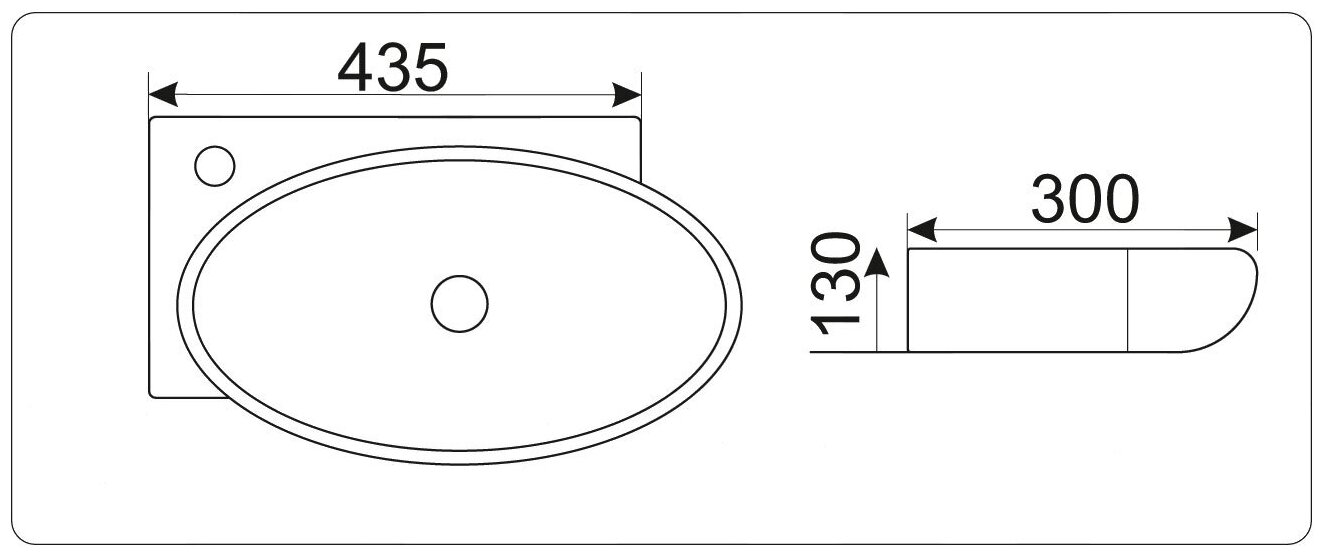 Раковина подвесная CeramaLux N 9100R правосторонняя 43x29 см, белая - фотография № 2