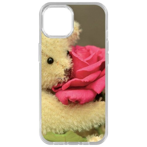 Силиконовый чехол / накладка / бампер Медвежонок с розой для iPhone 14 Plus силиконовый чехол накладка бампер медвежонок с розой для xiaomi 12x