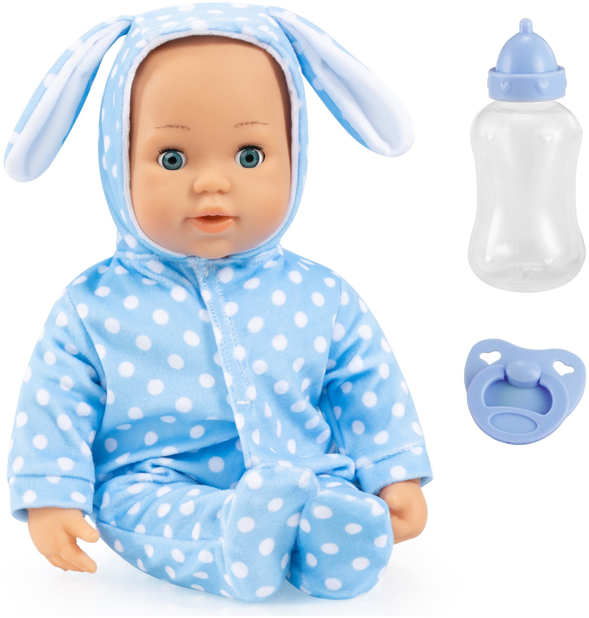 Интерактивная кукла Bayer Анна 38 см (в голубом комбинезоне в горошек) 93822AD