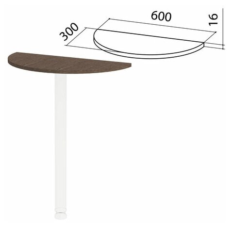 Стол приставной полукруг "Канц", (ш600*г300*в750 мм), без опоры (код640072), венге, ПК35.16