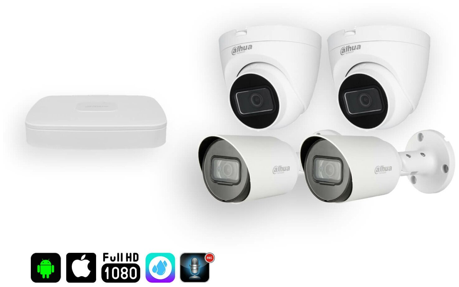 Комплект видеонаблюдения DAHUA комбинированный – 2+2 камеры (улица+помещение) 2MP