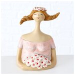 Boltze Декоративная статуэтка Девушка с цветами Альма-Роуз 16 см 1021323 - изображение