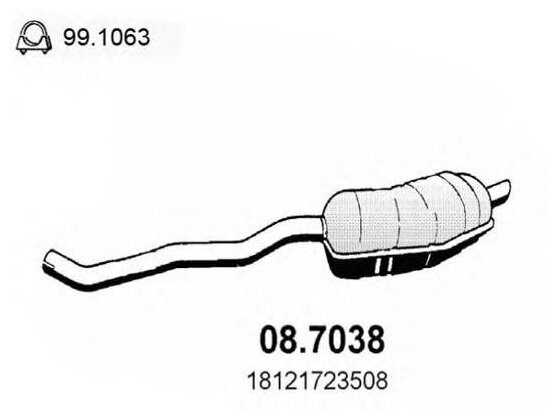 Глушитель задняя часть bmw520i 2.0-24v 90-97 e34 Asso 087038