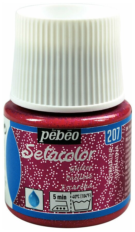 Краски и контуры по ткани PEBEO Краска для светлых тканей с микро-глиттером Setacolor 45 мл 329207 турмалин