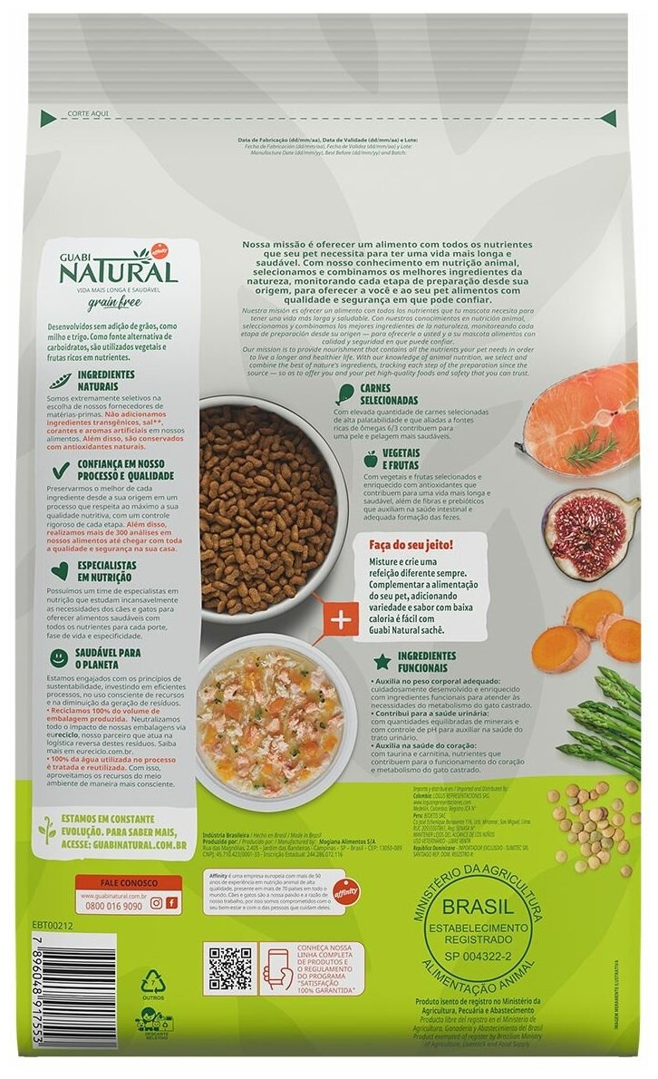 Guabi Natural Cat Sterilised GRAIN FREE сухой беззерновой корм для стерилизованных кошек лосось и чечевица 1,5 кг - фотография № 2