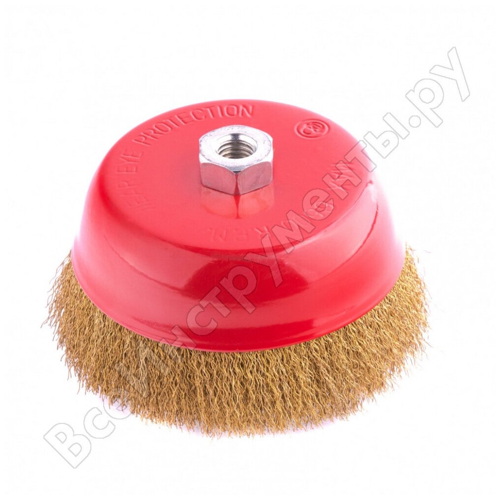 фото Щетка для УШМ, 150 мм, М14, "чашка", латунированная витая проволока// Matrix