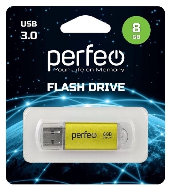 USB флешка Perfeo USB 3.0 8GB C14 Gold MS
