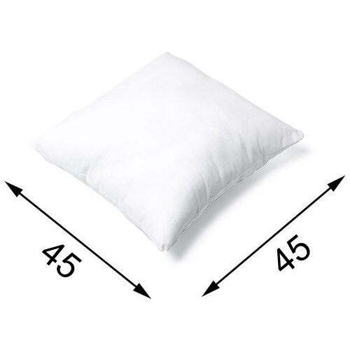 Подушка размером 45*45 см под наволочку с чехлом из 100 % хлопка.