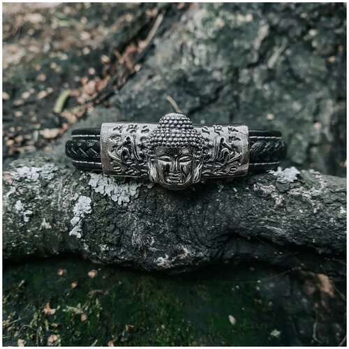 фото Будда — браслет из кожи и стали occultist.shop