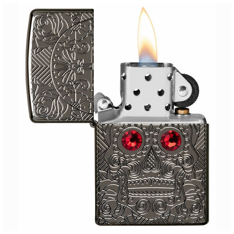 Зажигалка бензиновая Zippo 49300 High Polish Black Ice - фотография № 5