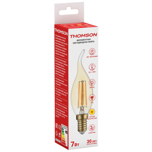 Светодиодная лампа THOMSON LED FILAMENT TAIL CANDLE 7W 695Lm E14 2400K GOLD TH-B2118 16160231