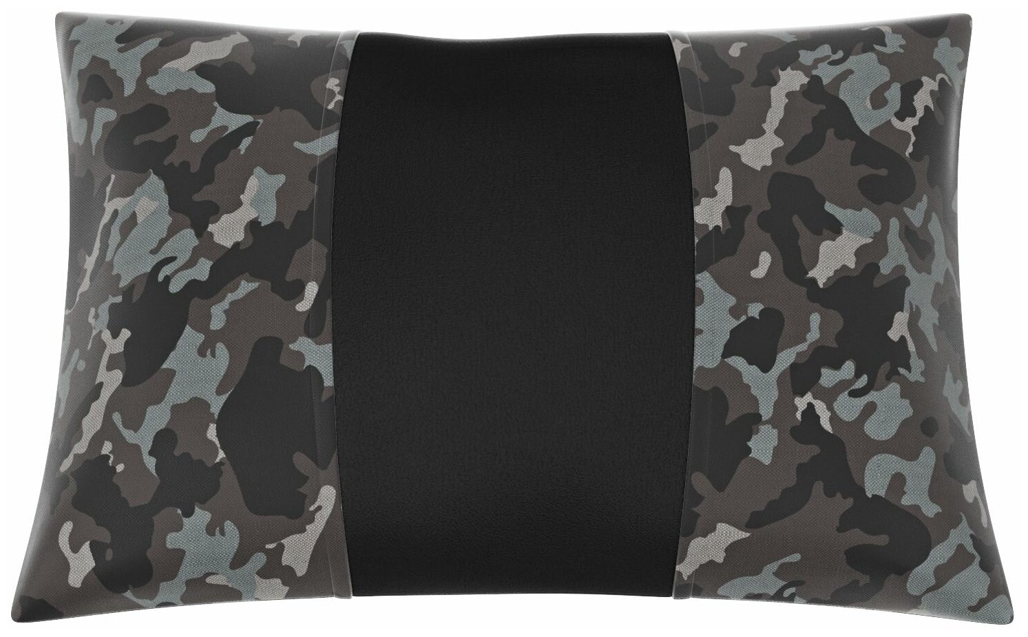 Автомобильная подушка для Citroen Jumpy Multispace 3 (Ситроен Джампи Мультиспейс 3). Середина: чёрная экокожа. Боковины: брезент НАТО. 1 шт.