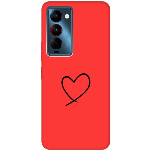 Матовый чехол Heart для Tecno Camon 18 Premier / Техно Камон 18 Премьер с 3D эффектом красный матовый чехол true king для tecno camon 18 premier техно камон 18 премьер с 3d эффектом черный