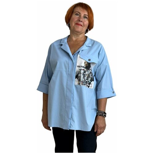 Рубашка женская. Размер 54 Gertie голубого цвета