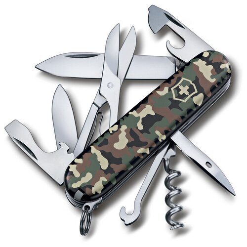 Нож перочинный VICTORINOX Climber, 91 мм, 14 функций, зелёный камуфляж