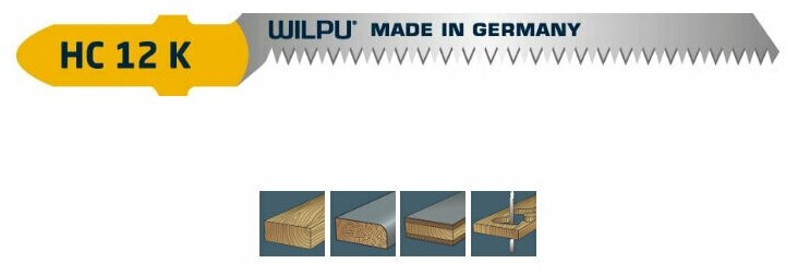 Пилка для лобзика WILPU HC 12 K Арт.0211300005 Тип - T для дерева, фанеры, ламината до 15 мм уп. 5 шт