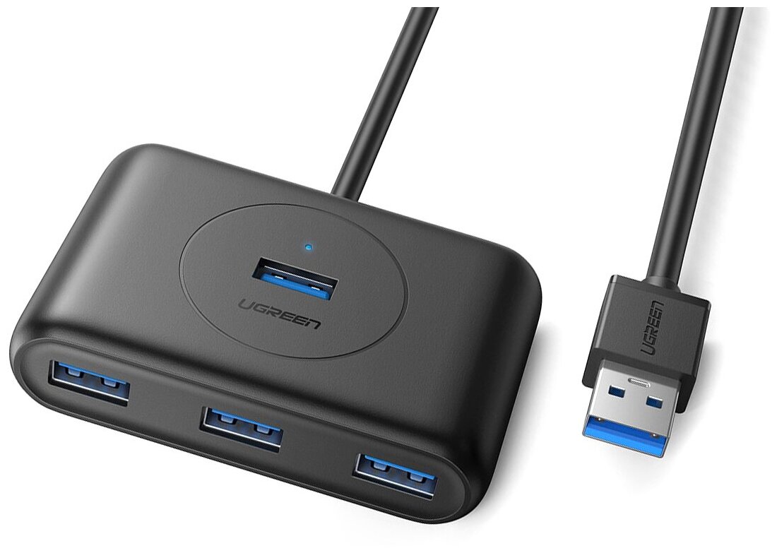 UGREEN. USB концентратор (хаб) 4 х USB 3.0, 1 м, цвет черный (20291)