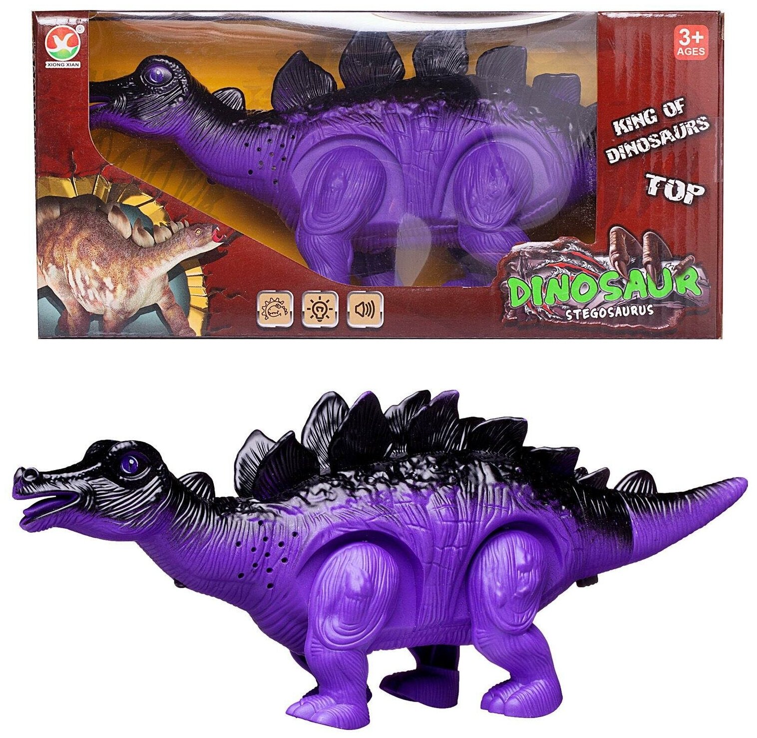 Динозавр Junfa Стегозавр фиолетовый. Движение, свет, звук. WB-00701/фиолетовый
