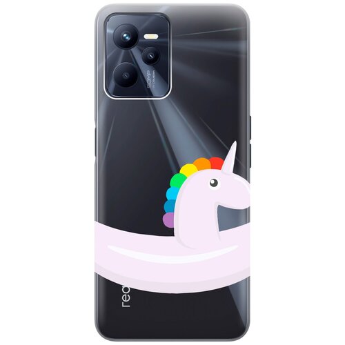 Силиконовый чехол с принтом Unicorn Swim Ring для Realme C35 / Рилми С35 матовый чехол lady unicorn для realme c35 рилми с35 с 3d эффектом розовый