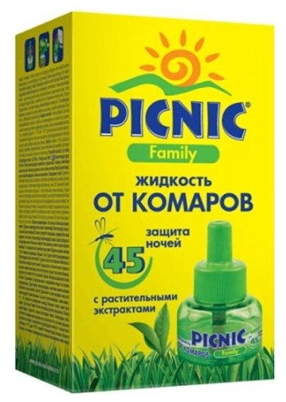 Жидкость Picnic Family от комаров, 45 ночей, для фумигатора