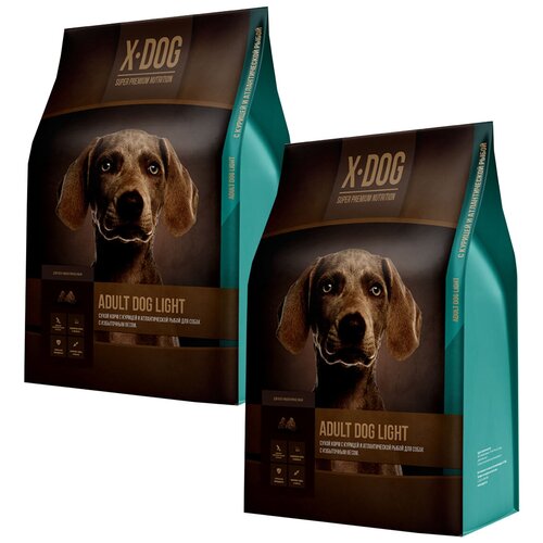 X-DOG ADULT DOG LIGHT диетический для взрослых собак всех пород с курицей и атлантической рыбой (15 + 15 кг)