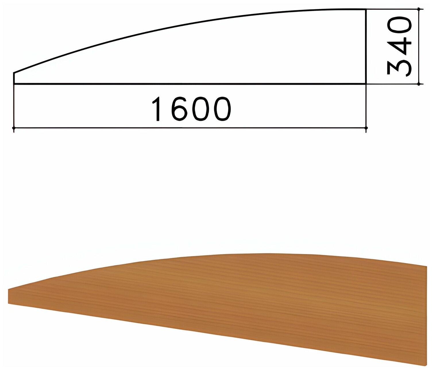 Экран-перегородка "Монолит", 1600х16х340 мм, без фурнитуры (код 640237), орех гварнери, ЭМ22.3 - 1 шт.