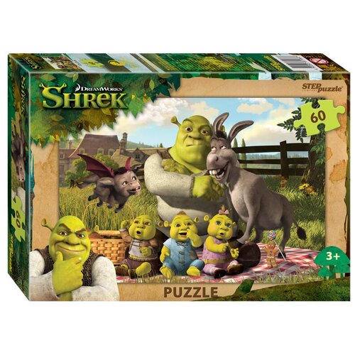 Детский пазл Shrek / Шрек, игра-головоломка паззл для детей, Step Puzzle, 60 деталей мозаики детский пазл shrek шрек игра головоломка паззл для детей step puzzle 60 деталей мозаики