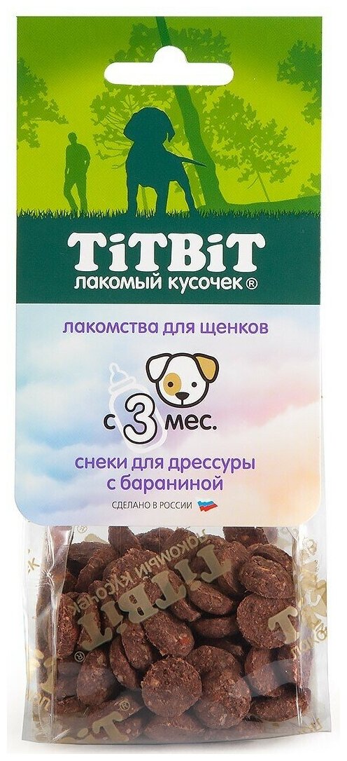 TiTBiT Снеки для дрессуры с бараниной для щенков 70г 0.07 кг