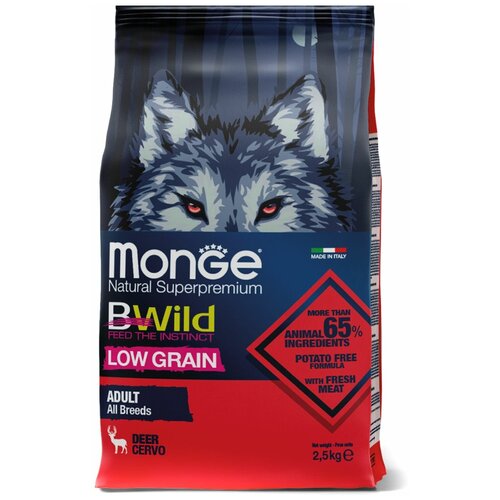 Сухой корм для собак Monge BWILD Feed the Instinct, оленина 1 уп. х 1 шт. х 2.5 кг сухой корм для собак monge bwild feed the instinct утка с картофелем 1 уп х 1 шт х 2 5 кг