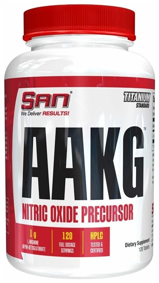 Аминокислоты Аргинин капсулы SAN AAKG Titanium Standart / Arginine SAN для набора массы, для роста мышц / Аргинин Америка США / 120 капсул