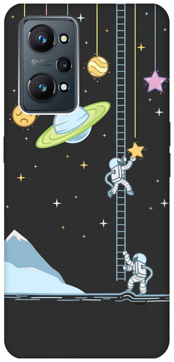Матовый Soft Touch силиконовый чехол на Realme GT Neo 2 / Рилми ГТ Нео 2 с 3D принтом "Ladder into Space" черный