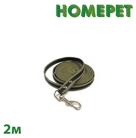 Поводок для собак с ручкой и карабином HOMEPET 18 ммх2 м - фотография № 2