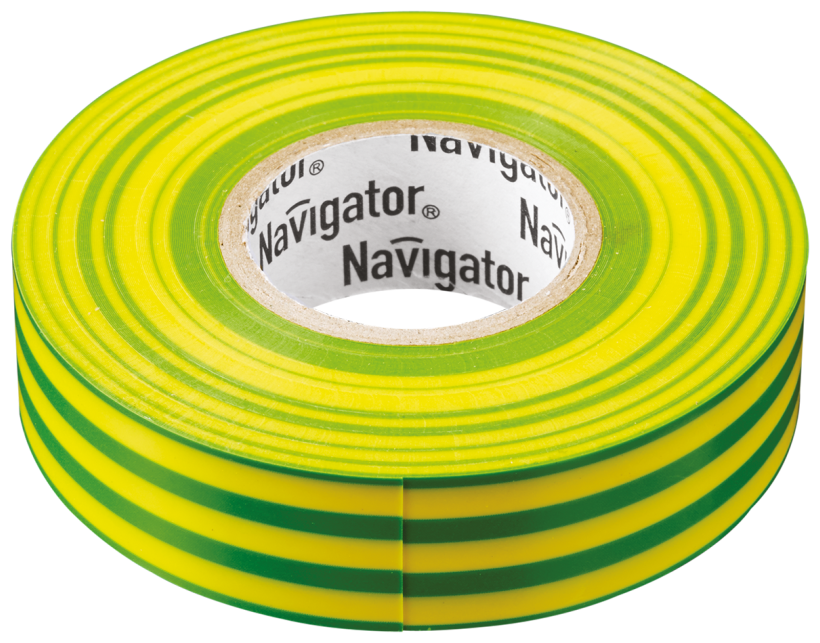 5шт. - Изолента ПВХ желто-зеленая 15мм 20м / Navigator Group; арт. 71108; оригинал / - комплект 5шт