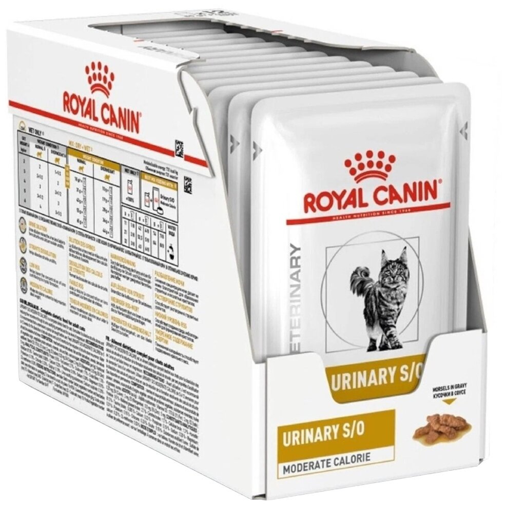 Влажный корм для стерилизованных кошек Royal Canin Urinary S/O Moderate Calorie (в соусе) 12 шт. х 85 г (кусочки в соусе)