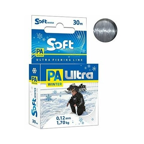 леска зимняя aqua pa ultra soft 30м 0 14мм комплект 2 шт Леска зимняя Aqua PA Ultra Soft, 30 метров, диаметр 0,12 мм, разрывная нагрузка 1,7 кг