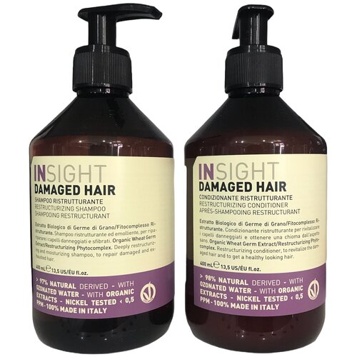 Insight Damaged Hair для поврежденных волос набор шампунь 400 мл + кондиционер 400 мл insight damaged hair реструктурирующий спрей для волос 100 г 100 мл спрей