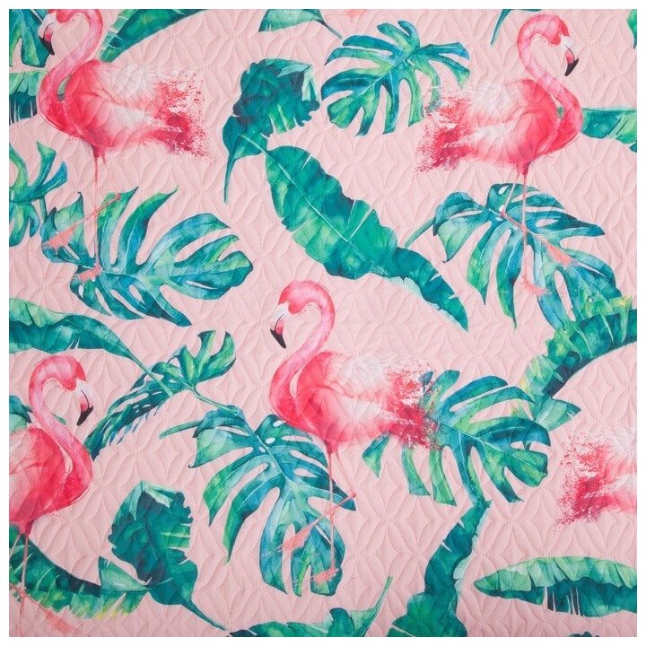 Покрывало "Этель" евро Tropical flamingo, 190*205 см, микрофибра - фотография № 3